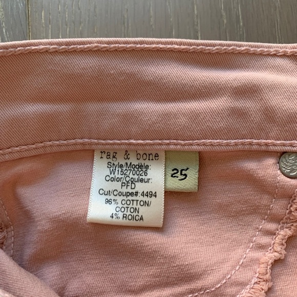 Rag & Bone Pink Zipper Capri Jeans Size 25 - Picture 4 of 5